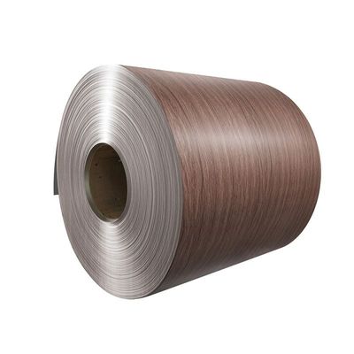 Kayu Oak Grain Prepainted Aluminium Coil Tekstur Kayu Aluminium Alloy Coil